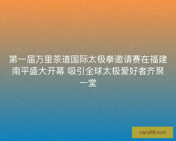 第一届万里茶道国际太极拳邀请赛在福建南平盛大开幕 吸引全球太极爱好者齐聚一堂